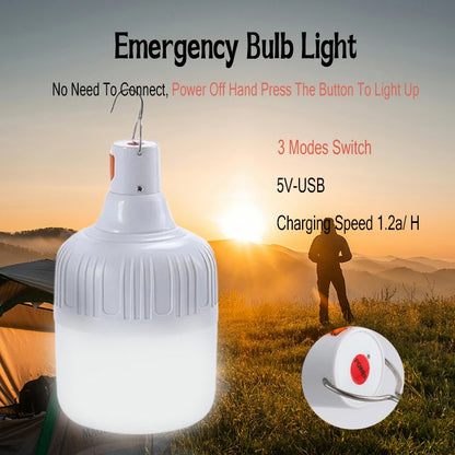 Camping Light USB Rechargeable LED Emergency Lamp Outdoor Portable Lanterns with Hook