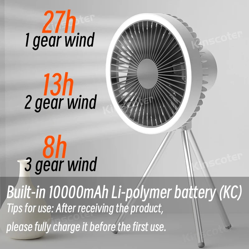 Rechargeable Desktop Portable Fan with Power Bank LED Lighting