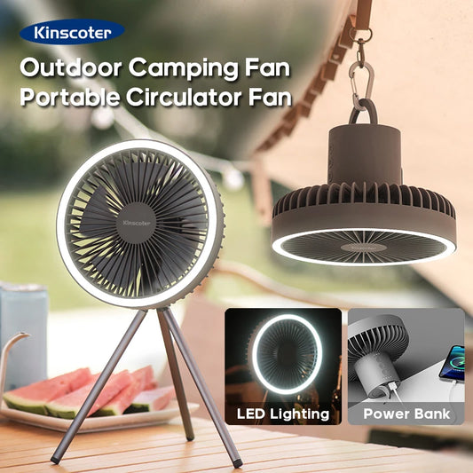 Rechargeable Desktop Portable Fan with Power Bank LED Lighting