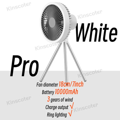 Rechargeable Desktop Portable Fan with Power Bank LED Lighting