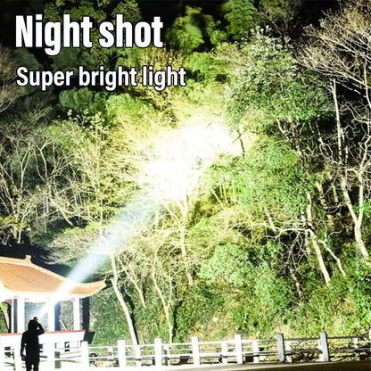 Powerful LED Flashlight USB+Solar Rechargeable Flashlight Torch Portable with Power Bank Outdoor