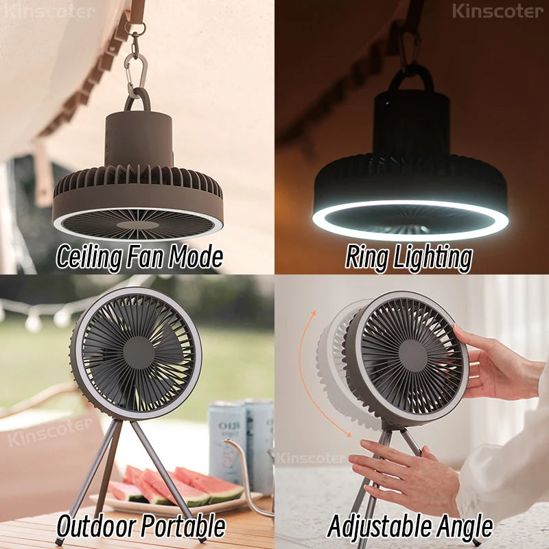 Rechargeable Desktop Portable Fan with Power Bank LED Lighting