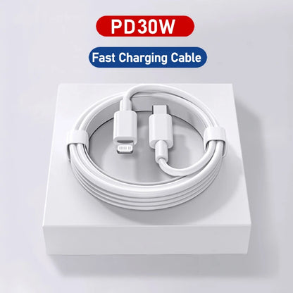 30W PD Fast Charger For iPhone with USB-C to Lightning Cable